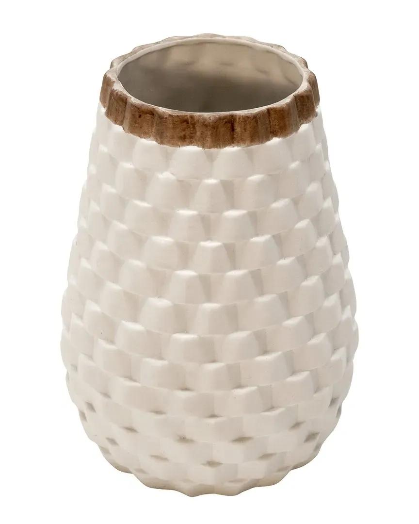 9in Textured Vase - White, Ceramic