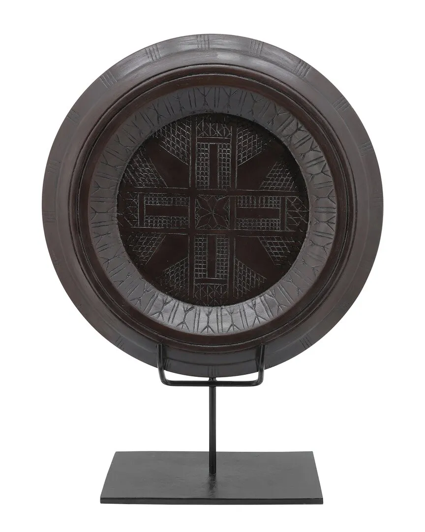 Aztec Table Sculpture with Stand - Brown, Wood