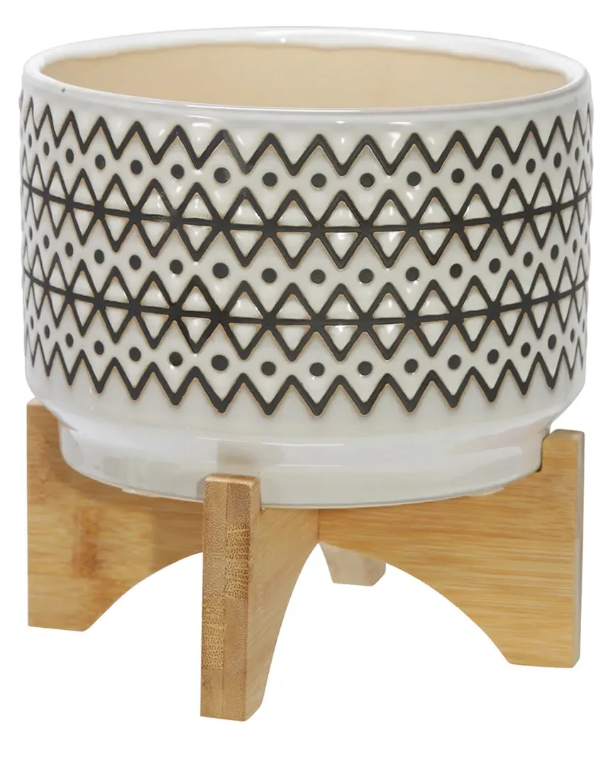 Ceramic Abstract Planter - Ivory