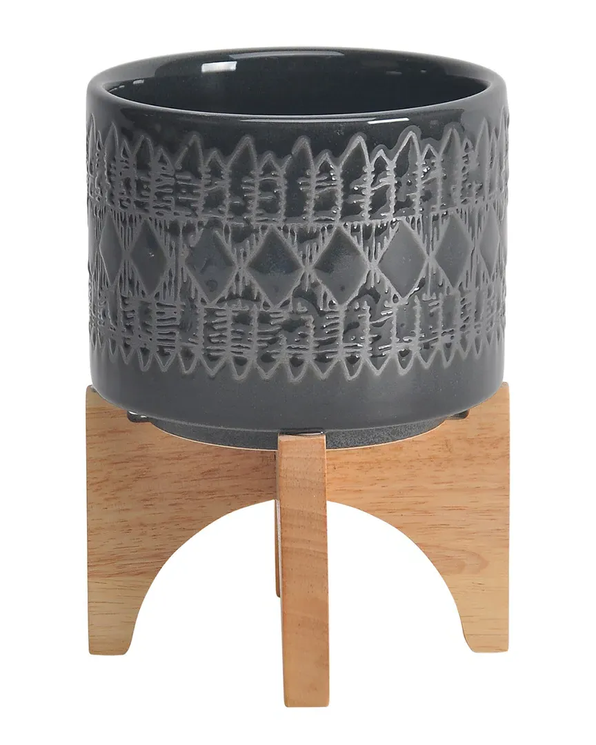 Ceramic Aztec Planter - Black image