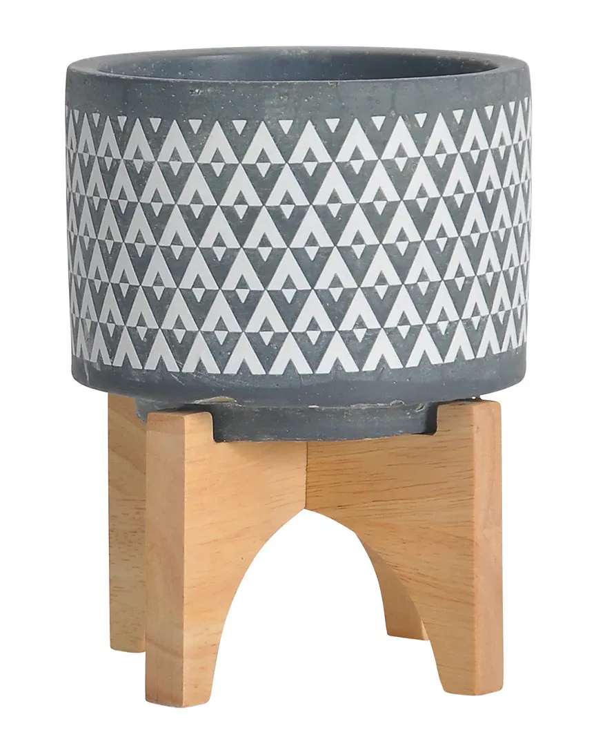 Ceramic Aztec Planter - Grey