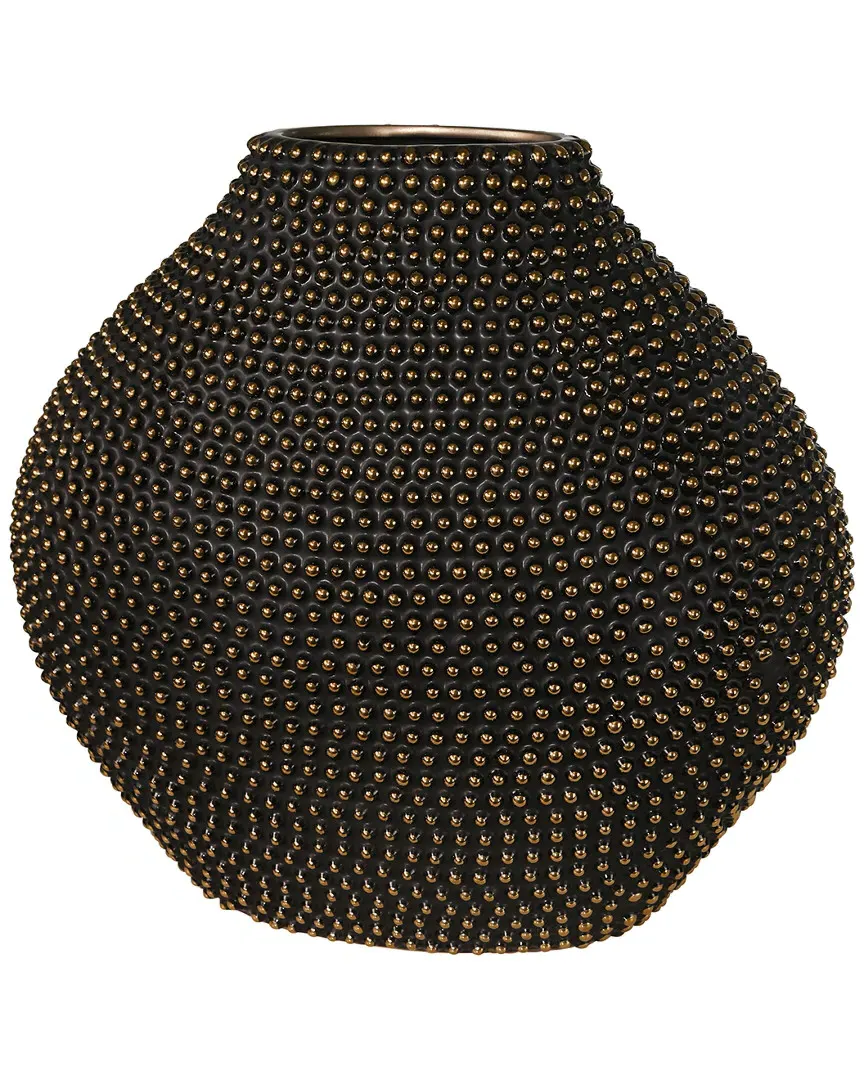 Ceramic Beaded Vase - Black