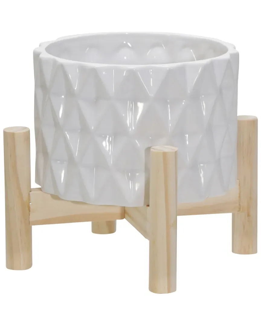 Ceramic Diamond Planter - White