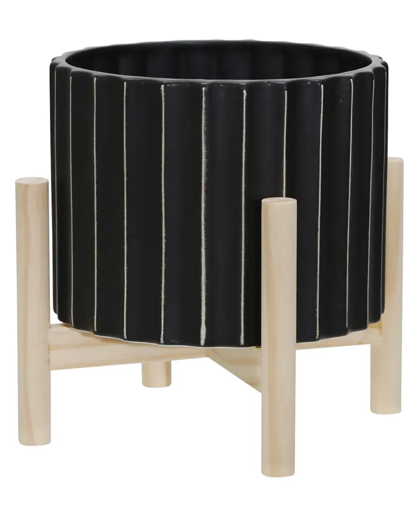 Ceramic Fluted Planter - Black