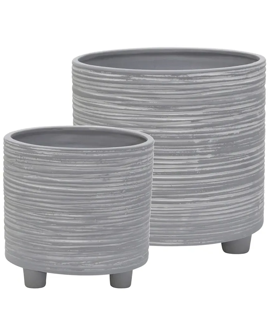 Ceramic Footed Planter Set - Ivory image