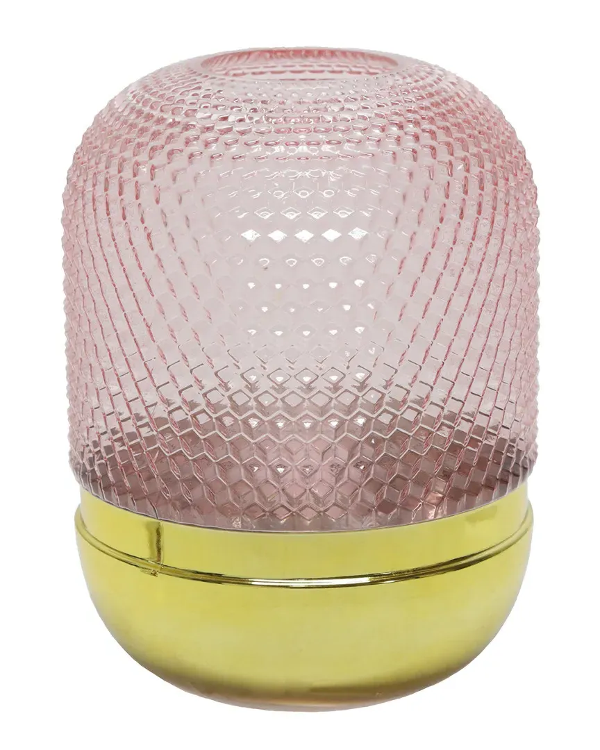 Glass Textured Dots Decorative Vase - Pink image
