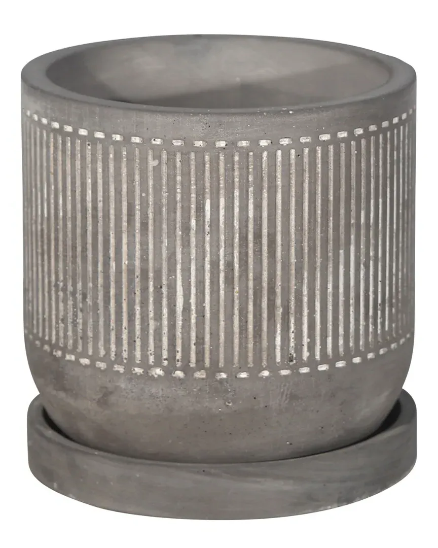 Line Pattern Planter - Gray, Cement image