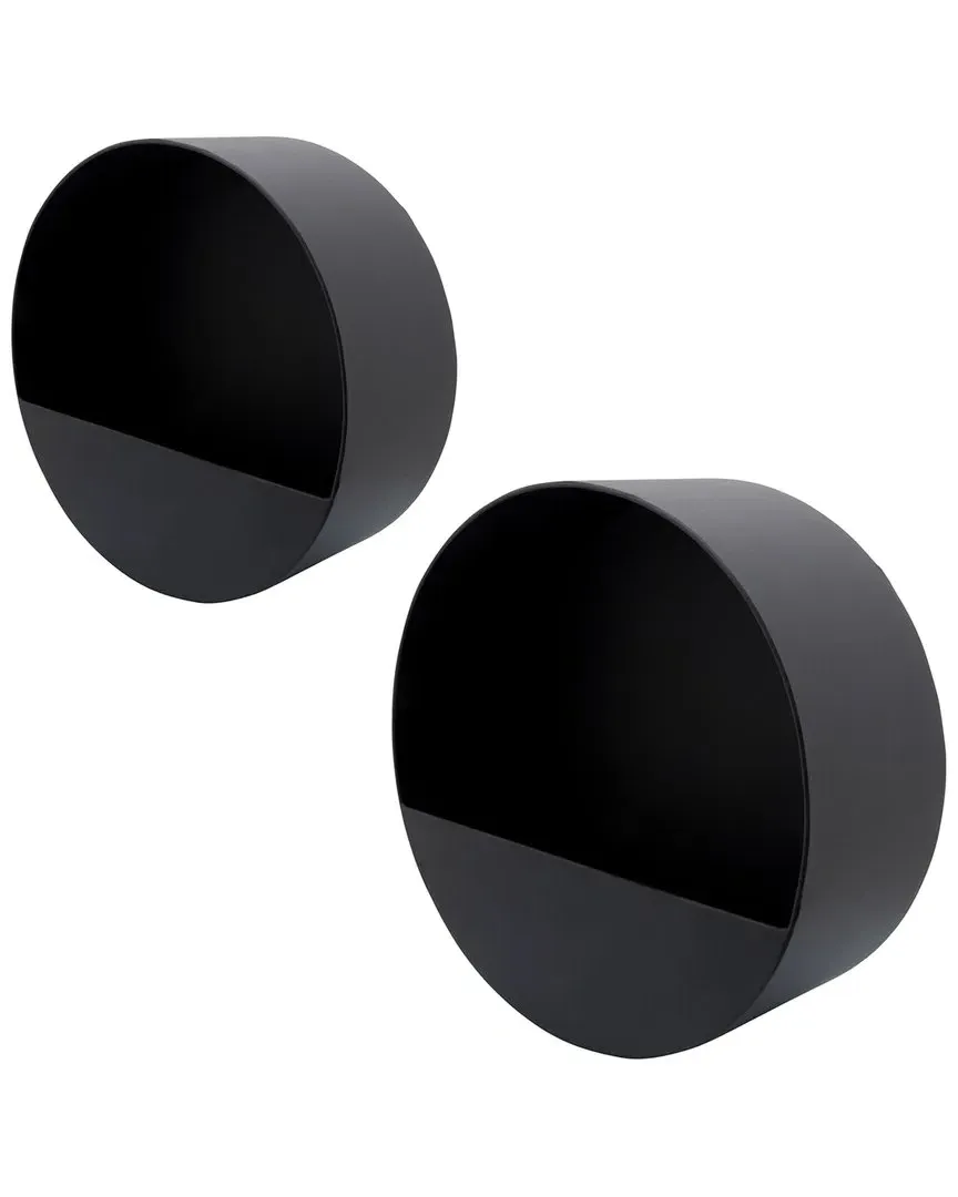Metal Set of 2 Wall Planters - Black, Iron