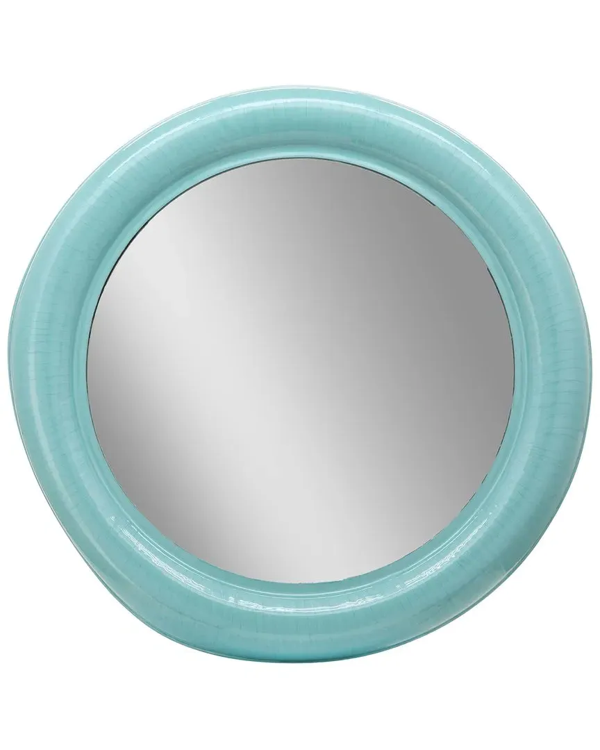 Round Wall Mirror - Turquoise, Iron image