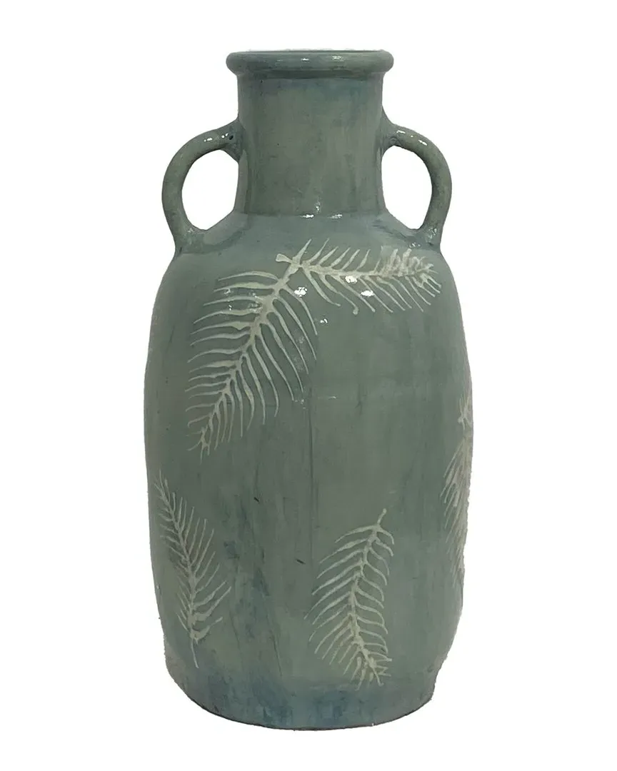 Sagebrook Home 23in Leaf-Eared Vase - Green, Terracotta image