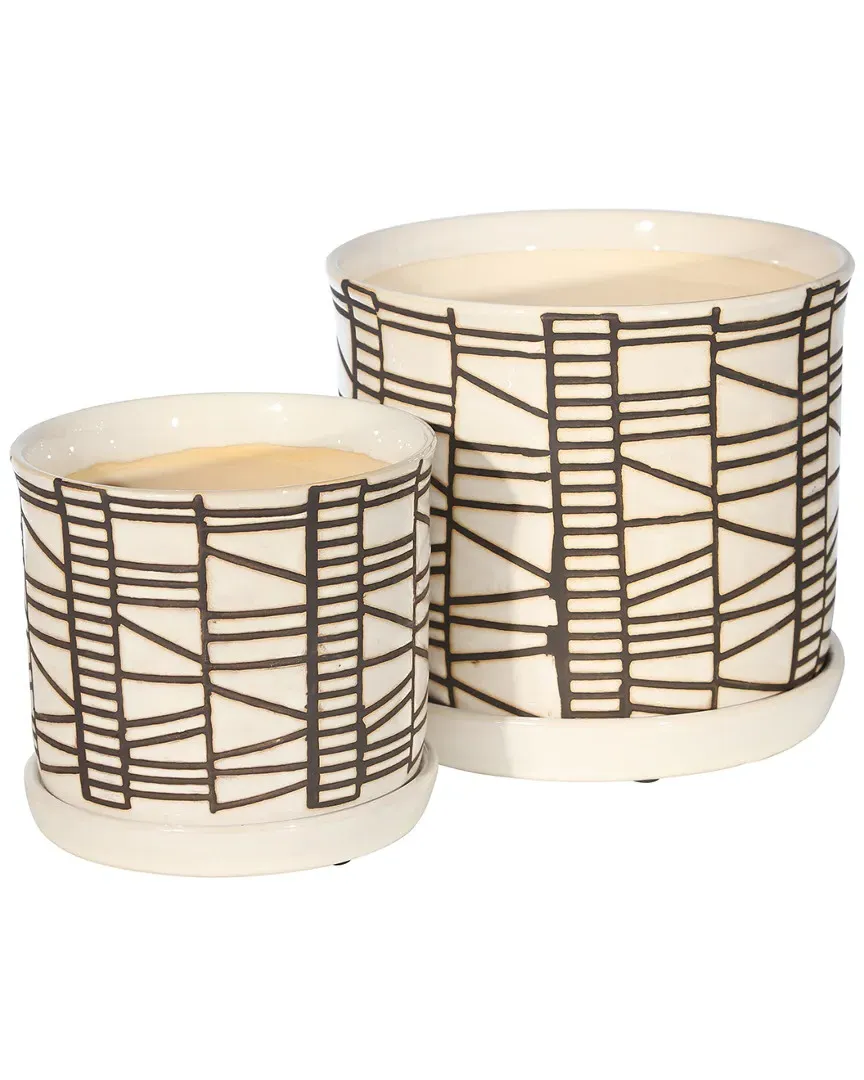 Sagebrook Home Ceramic Planter Set - Ivory image