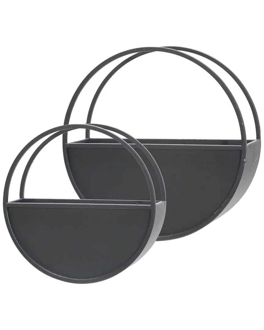 Sagebrook Home Round Wall Planter - Black, Metal image