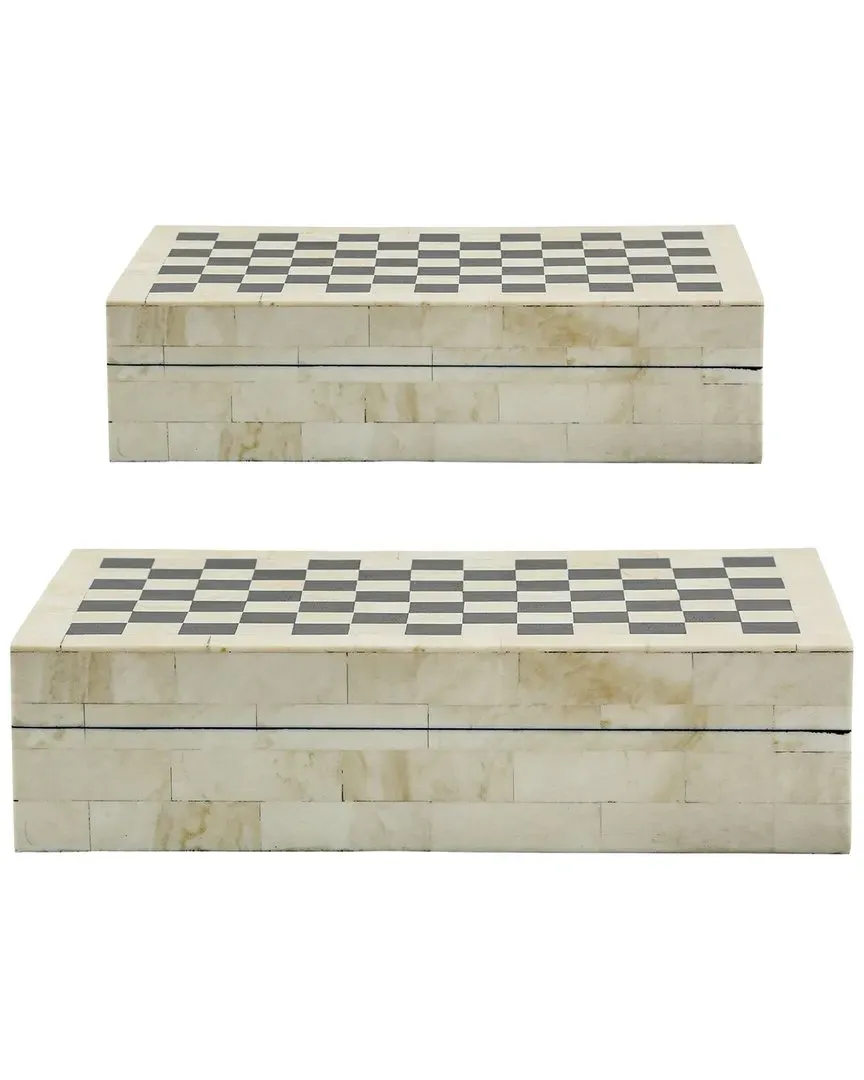 Sagebrook Home Set of 2 Checkered Storage Boxes - Black image