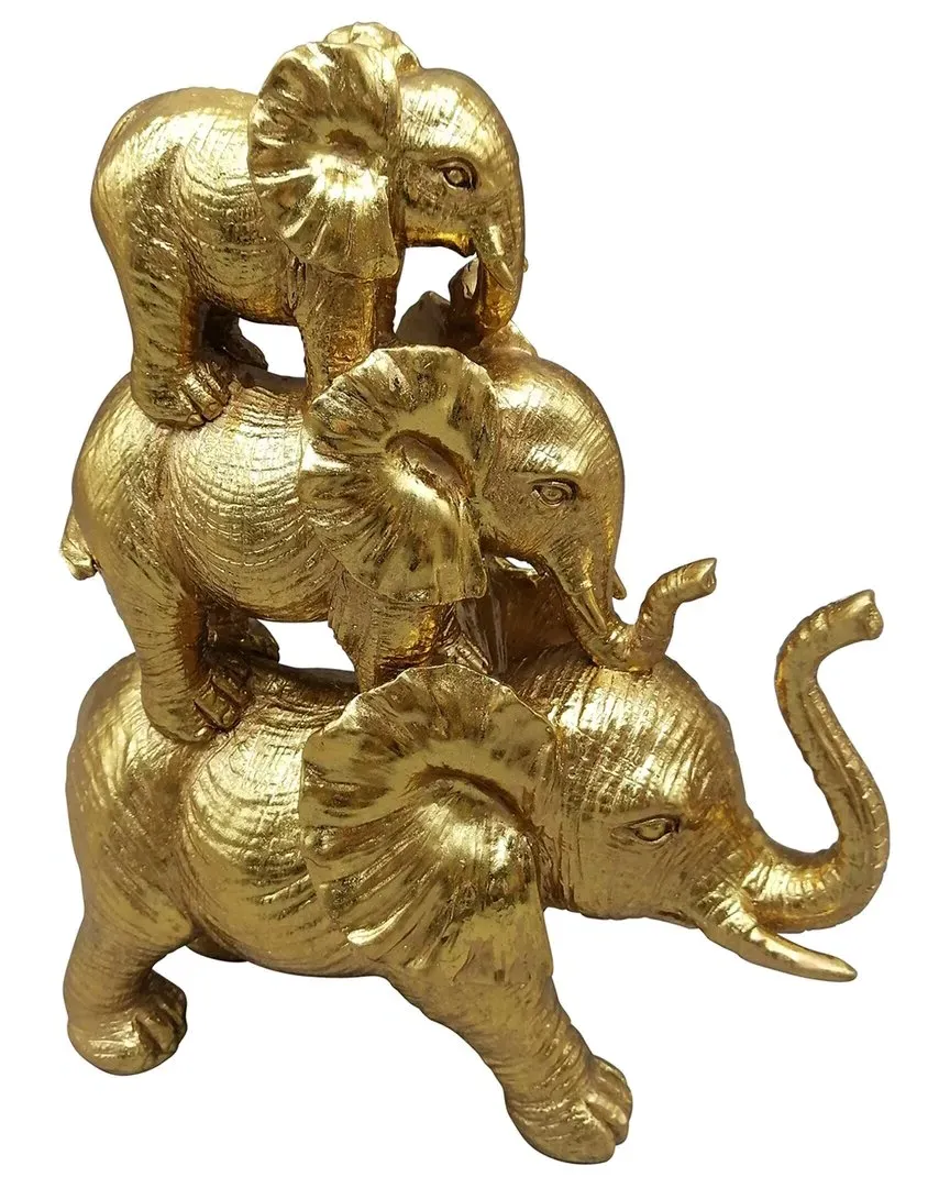 Sagebrook Home Stacked Elephant Figurine - Gold, Polyresin image