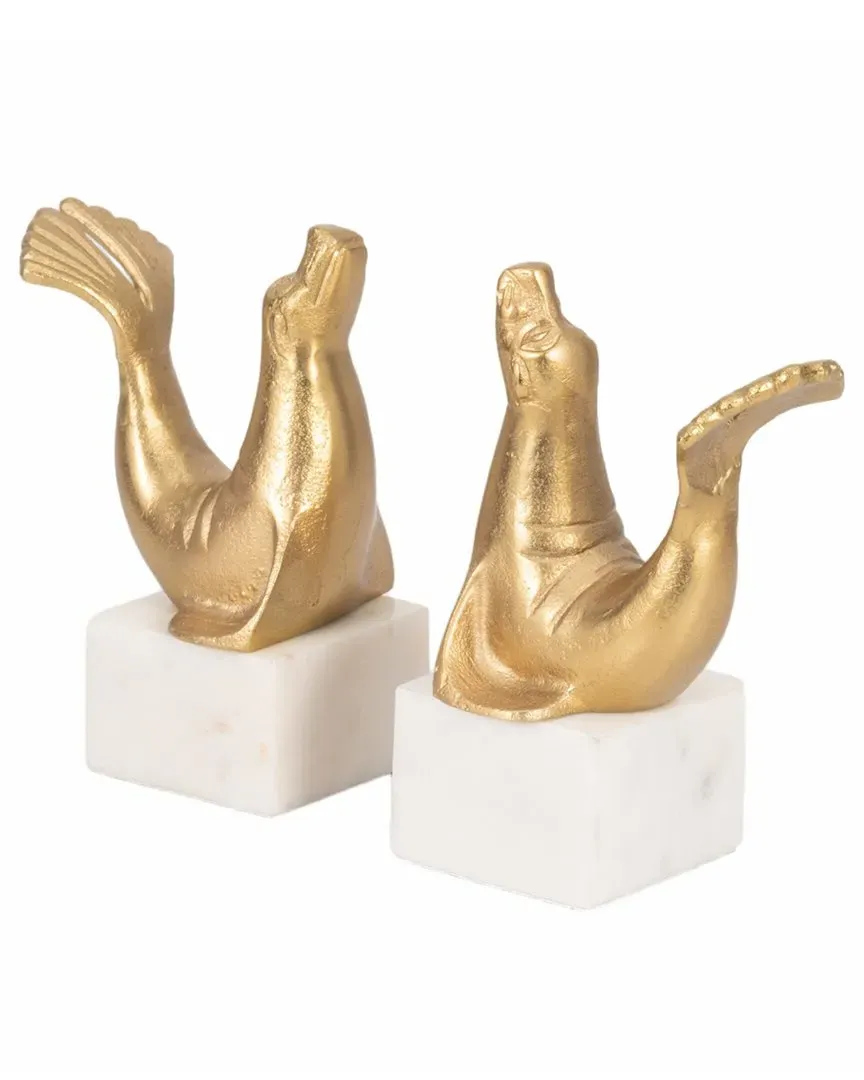 Sea Lion Bookends Set of 2 - Gold, Metal image