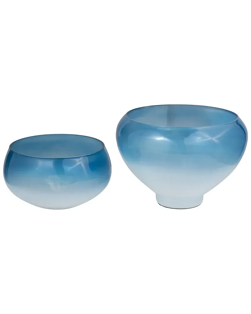Set of 2 Decorative Glass Bowls - Blue image