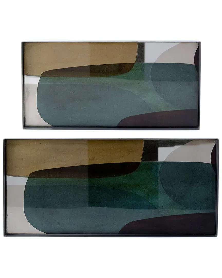 Set of 2 Glass Trays - Multicolor, Steel image