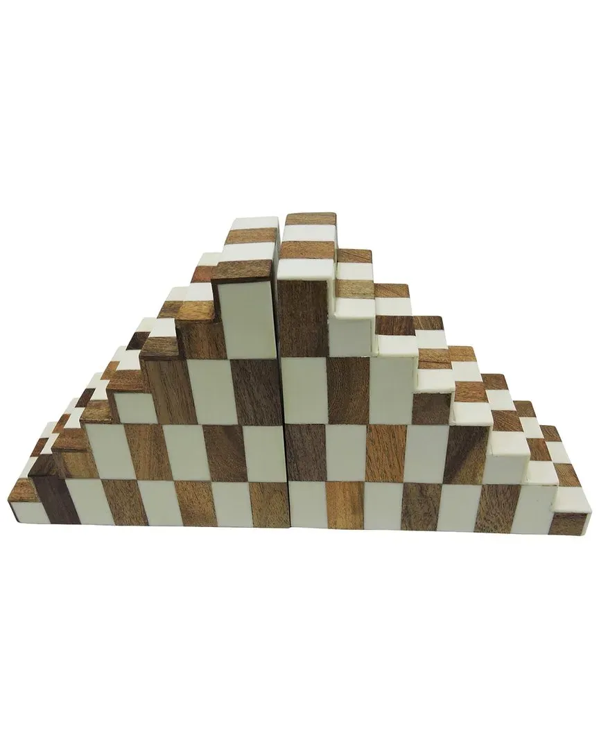 Set of 2 Steps Bookends - Ivory, MDF