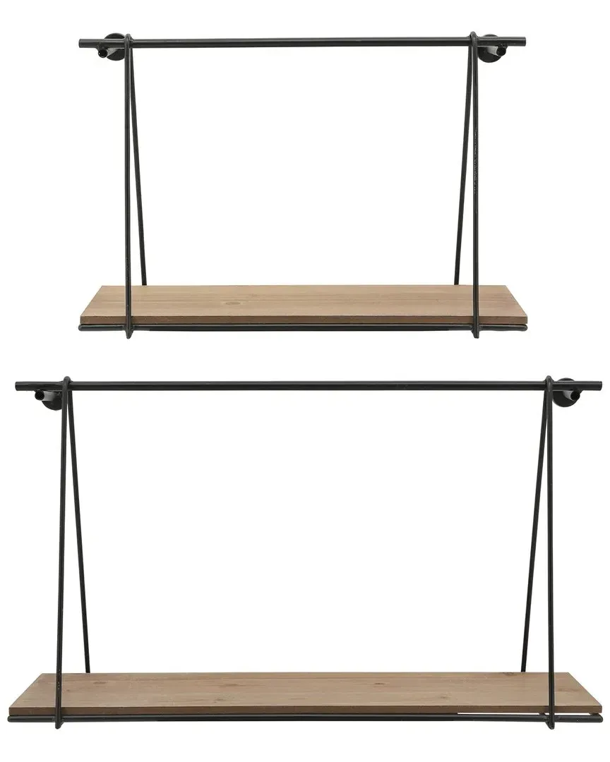 Set of 2 Swing Wall Shelves - Brown, Iron