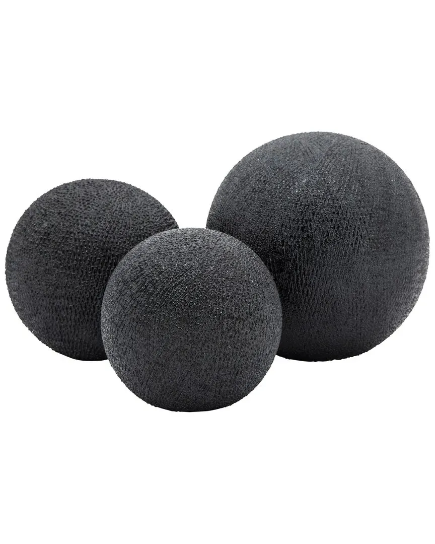Set of 3 Beaded Orbs - Black, Ceramic image