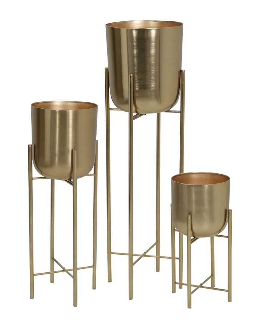 Set of 3 Metal Planters - Gold image