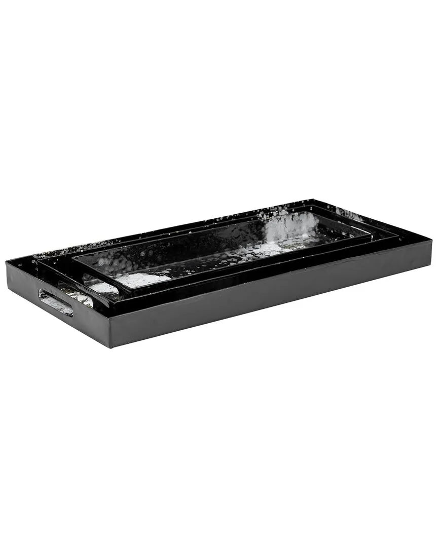 Set of 3 Rectangular Trays - Black, Iron image