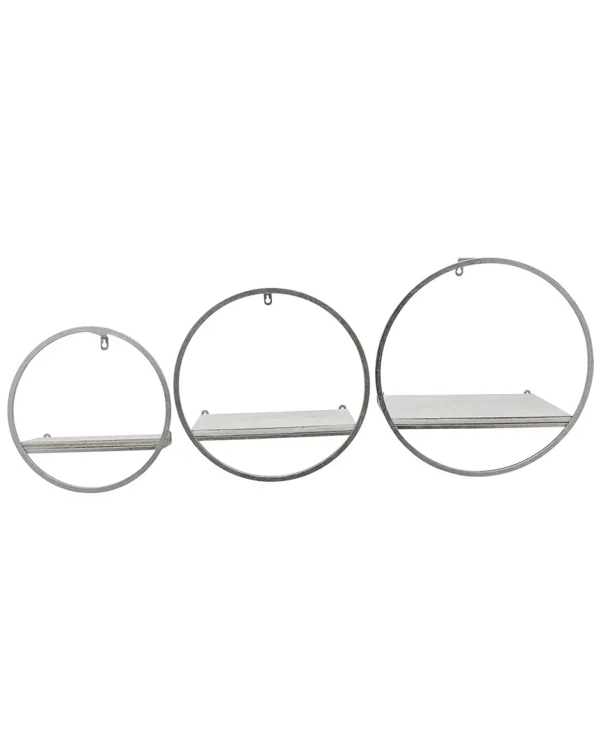 Set of 3 Wall Shelves - Silver, Iron