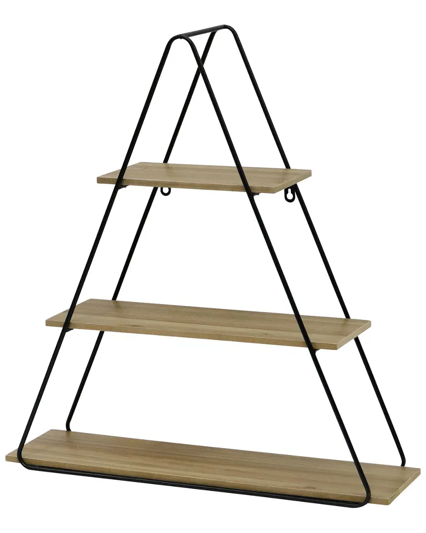 Triangle Wall Shelf - Brown, Metal Wood image