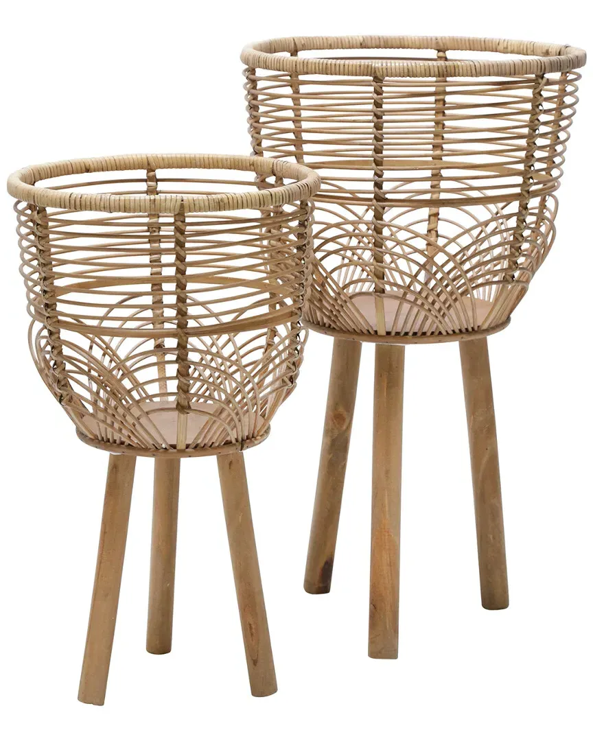 Wicker Planter Set - Brown, Bamboo image