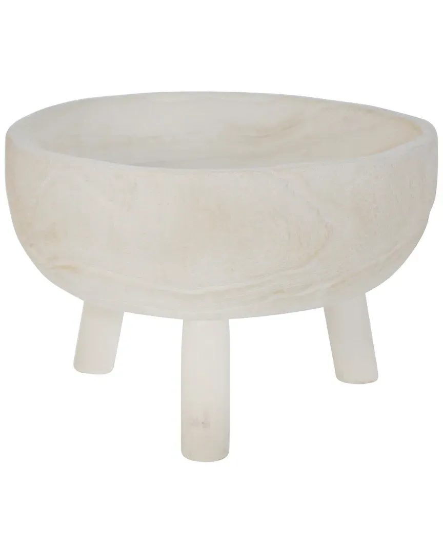 Wood Bowl with Legs - White image