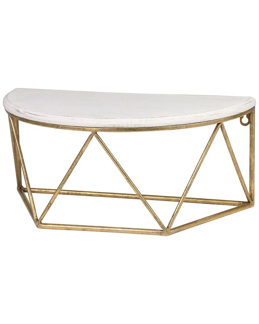Wood Metal Demilune Wall Shelf - White image