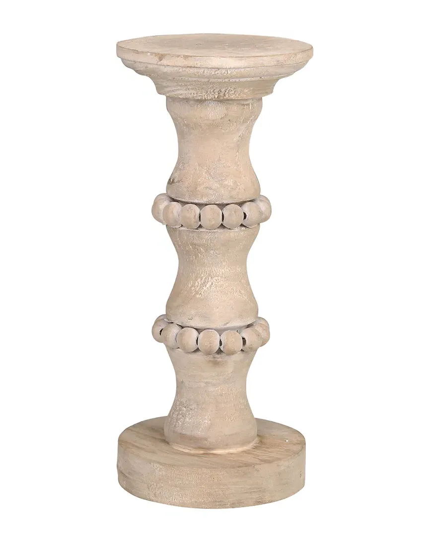 Wooden Banded Bead Candleholder - Brown image