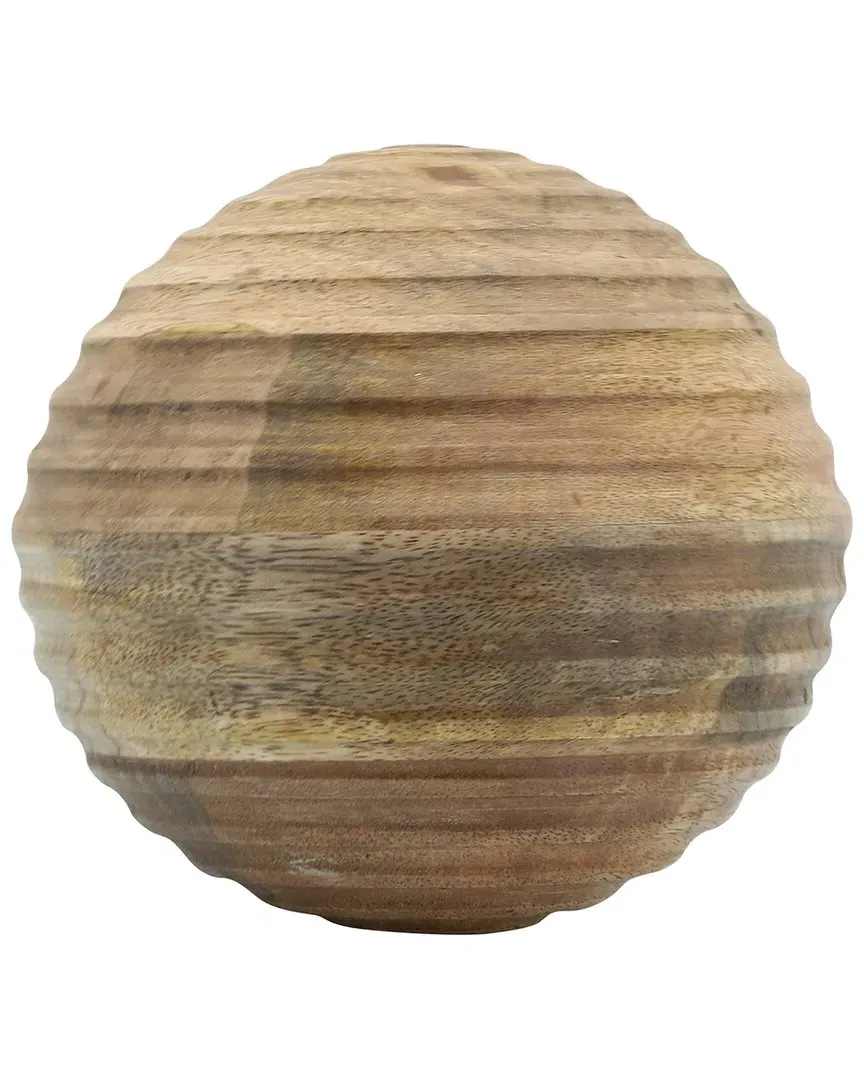 Wooden Orb with Ridges - Brown image