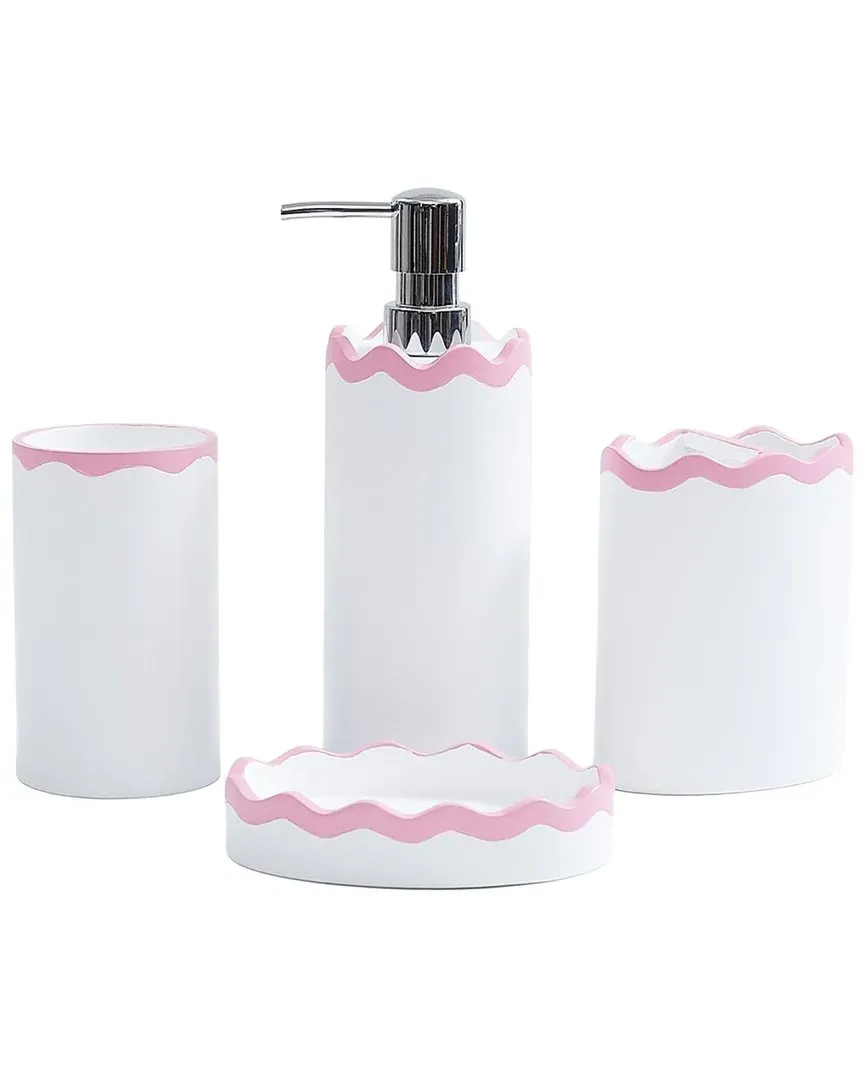 Ric Rac 4pc Bath Accessory Set - Pink