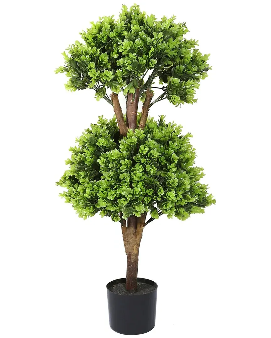 35in Potted Boxwood Double Ball Topiary - Green image