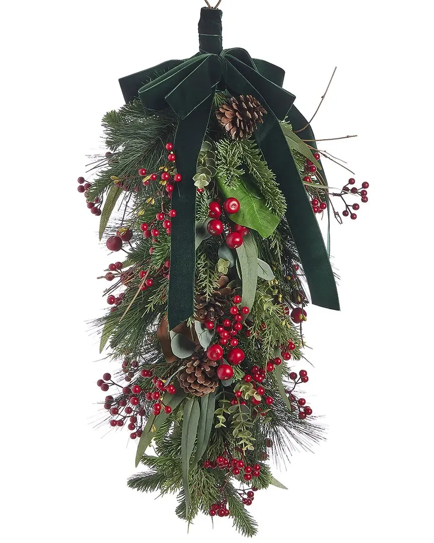 Magnolia Leaf, Eucalyptus & Berry 30in Pre-Lit Swag - Green