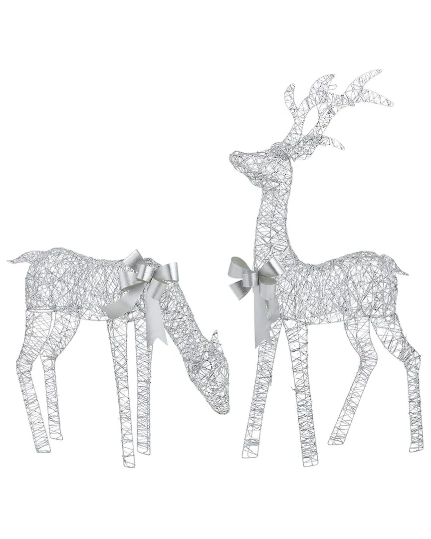Metallic Reindeer Pre-Lit Decoration - Silver