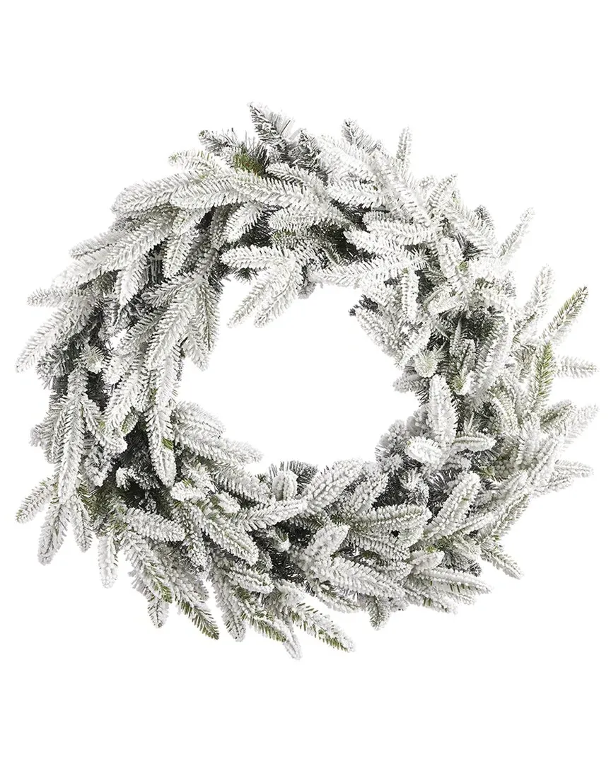 Royal Oaks Flocked Fir 24in Wreath, Pre-Lit - Green image