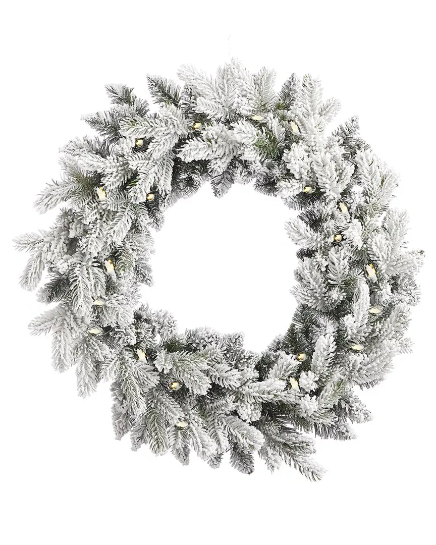 Shadow Woods Flocked Spruce 24in Wreath - Green image