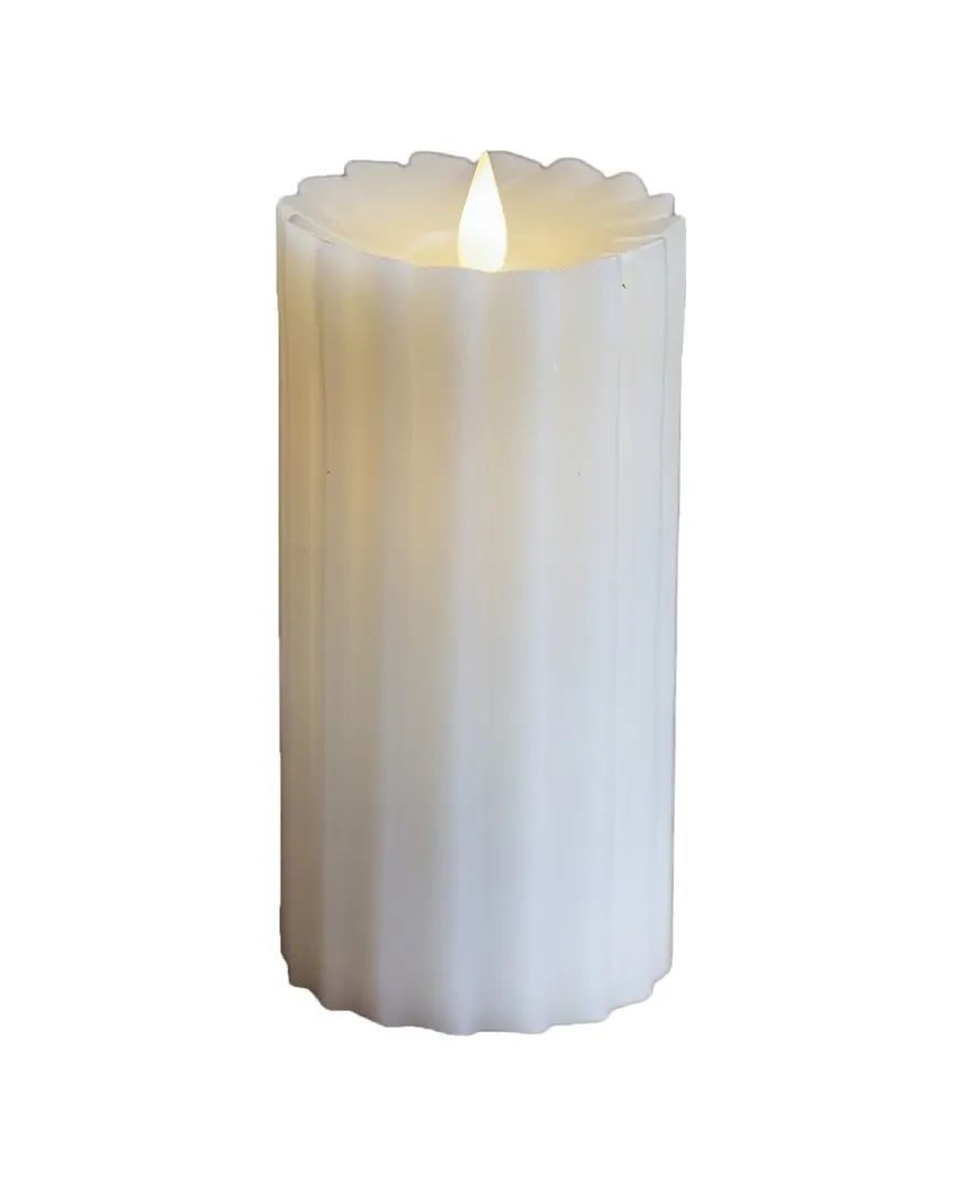 Sutton Fluted Motion Flameless Candle 3x9 - White image