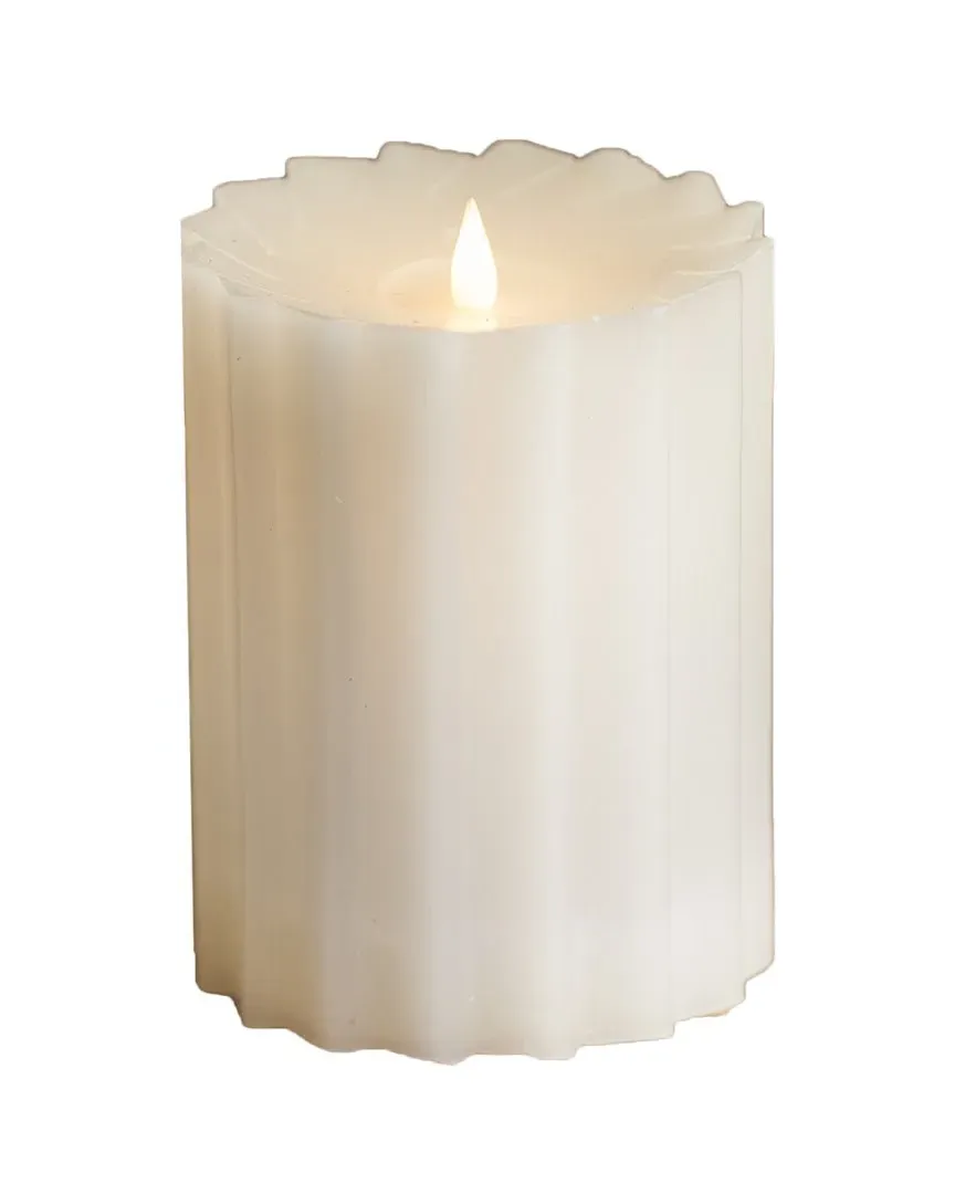 Sutton Fluted Motion Flameless Candle 4x6 - Ivory