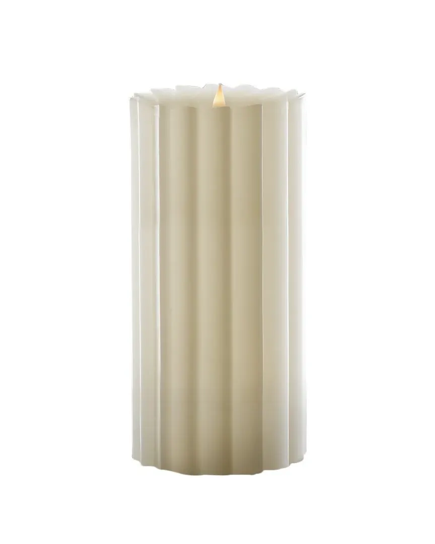Sutton Fluted Motion Flameless Candle 4x8 - Ivory