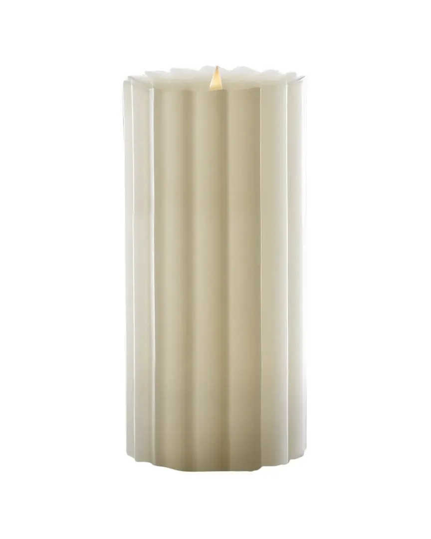 Sutton Fluted Motion Flameless Candle 5x7 - Ivory