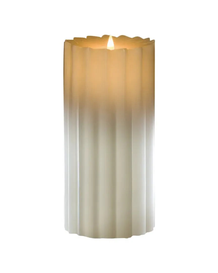 Sutton Fluted Motion Flameless Candle 5x9 - White