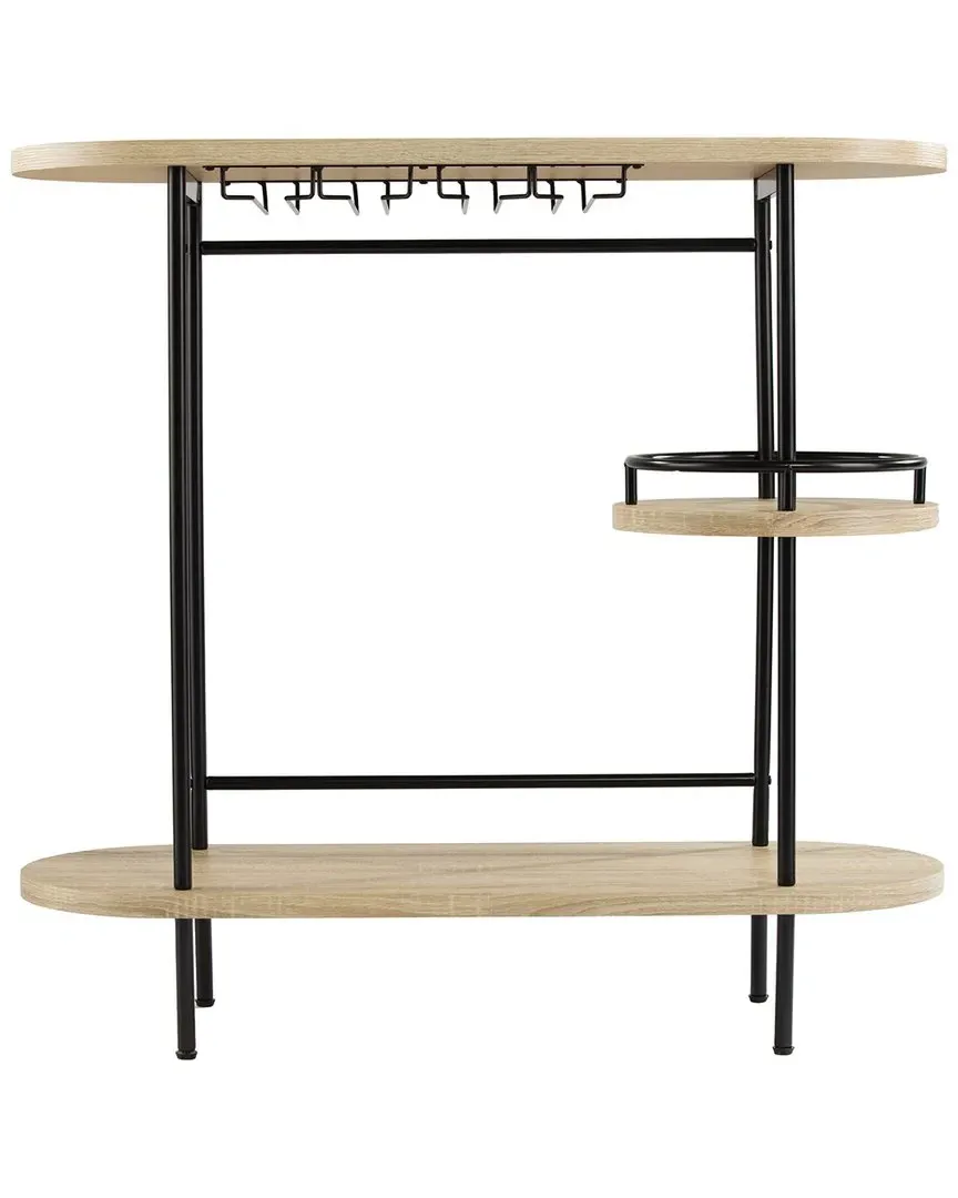 Dagney Wine Bar Table with Glassware Storage - Natural image