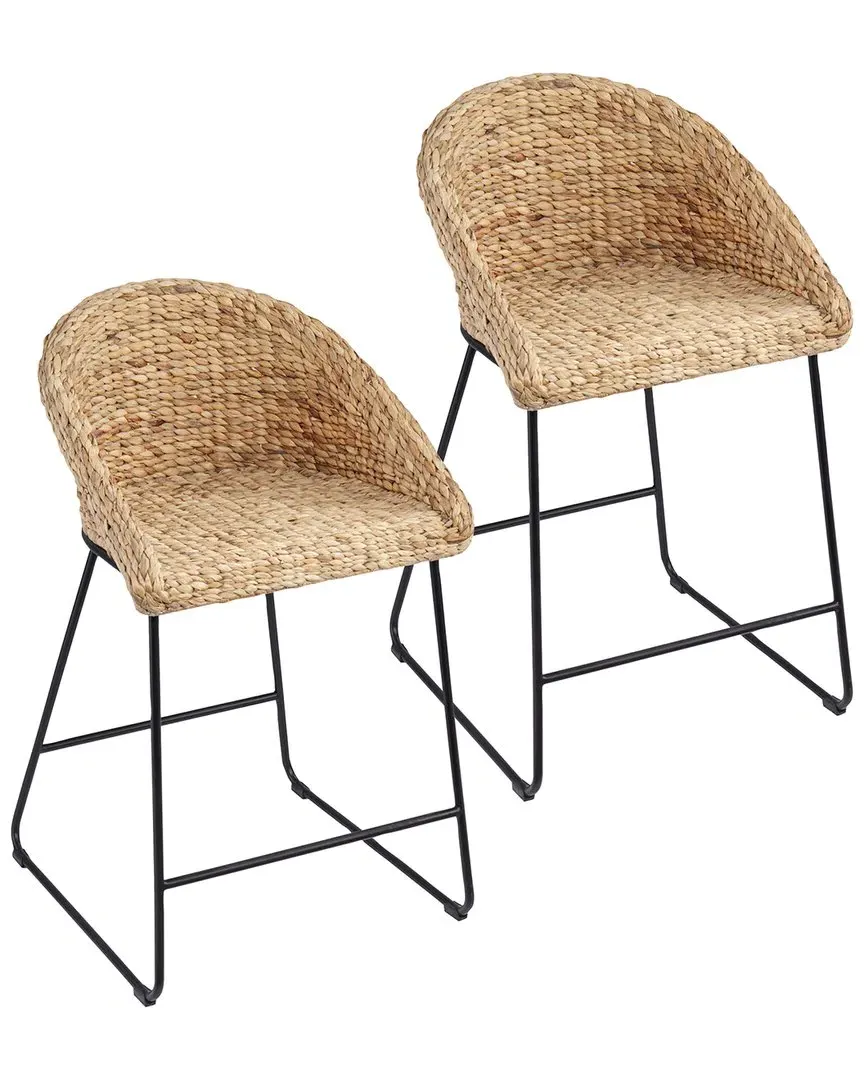 Landrine Water Hyacinth Counter Stools Set of 2 - Natural image