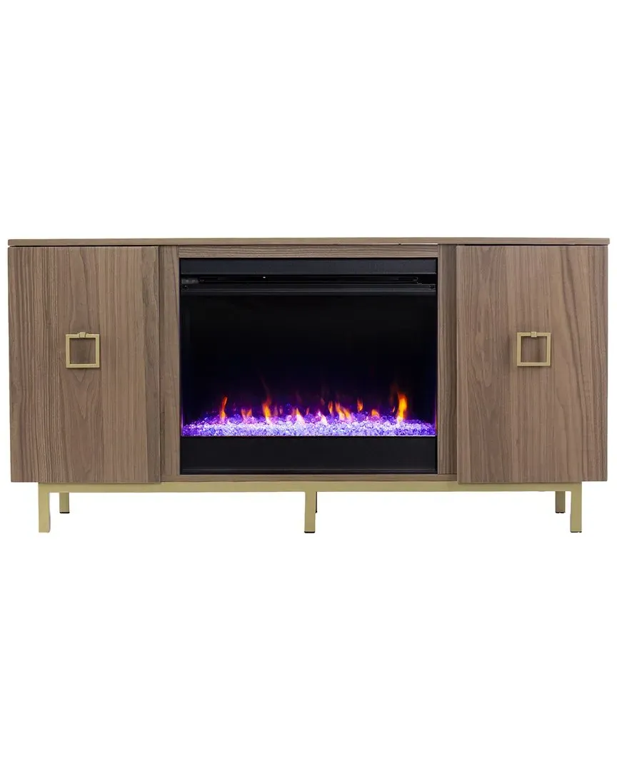 Yorkville Color Changing Fireplace with Media Storage - Natural image