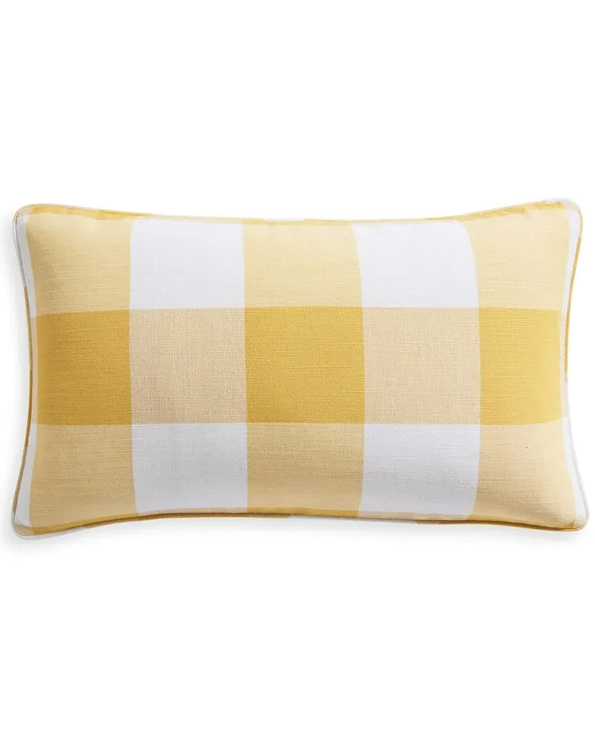 Gingham Pillow Cover with Fringe - Sunflower, Linen