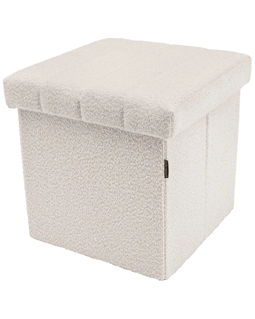 Boucle Channel Tufted Storage Cube - White image
