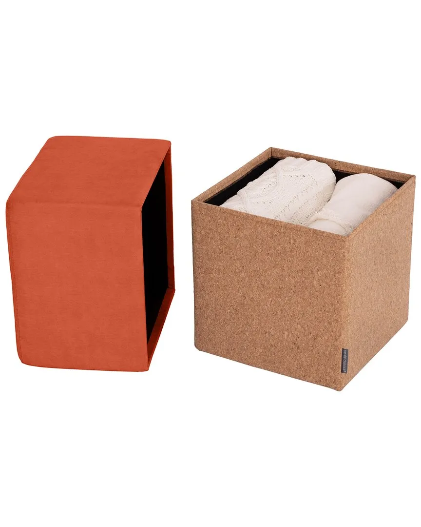 Vineyard Collection Cube Storage Ottoman - Burnt Sienna, Cork image